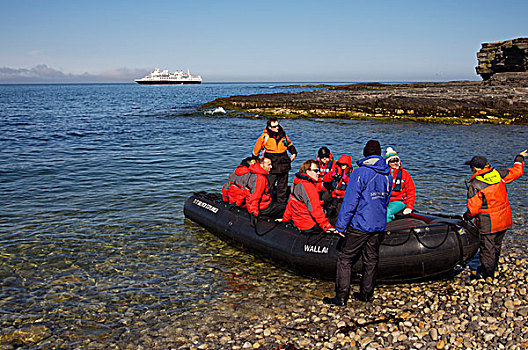 群体,旅游,充气筏,斯瓦尔巴特群岛,挪威