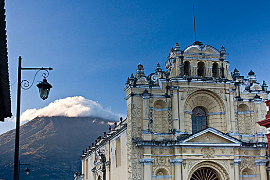 危地马拉,安提瓜岛,教堂,火山,水,背景