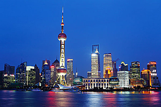 上海陆家嘴,外滩,现代建筑群,夜景