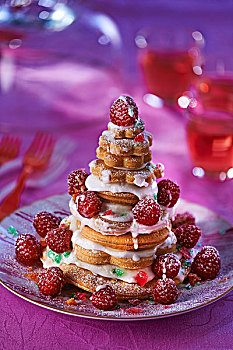 块,法国,庆贺,蛋糕,树莓