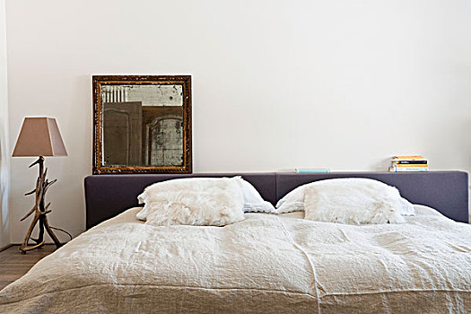 床头灯,老式,镜子,简单,床头板,现代,卧室