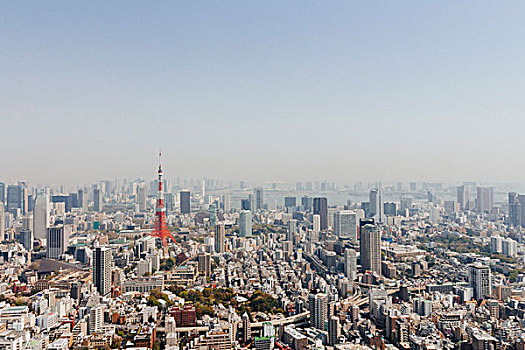 东京塔,城市,蓝天