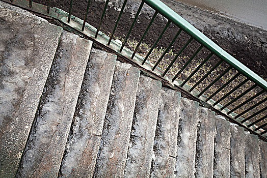 冰冻,城市,行人,水泥,桥,楼梯