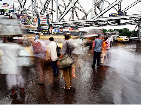 人,热闹街道,加尔各答,印度