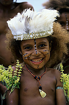 巴布亚新几内亚,岛屿,女孩,传统服装,肖像