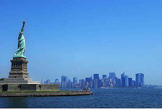 自由女神像,天际线,纽约,美国
