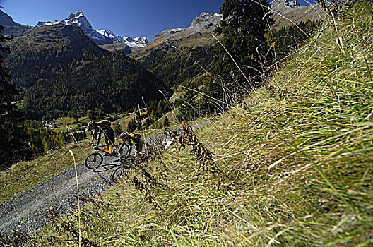 山地车手,靠近,瑞士