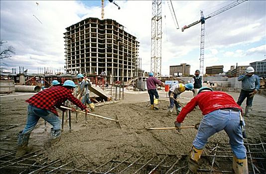 建筑工人,倒出,水泥,建筑,马里兰