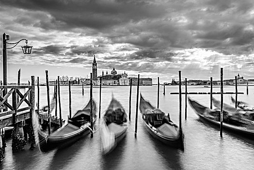 小船,停泊,运河,威尼斯,意大利,日出
