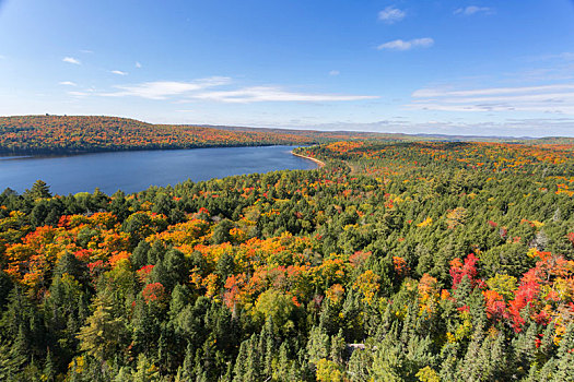 北美,加拿大,安大略省,阿尔冈金省立公园,秋色