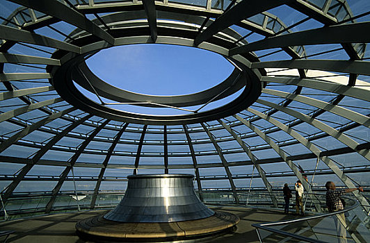 德国,柏林,玻璃,穹顶,室内,上面,水平
