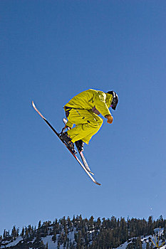 滑雪者,跳跃,加利福尼亚