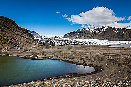 景色,俯视,走,海岸线,结冰,湖,斯卡夫塔菲尔国家公园,冰岛