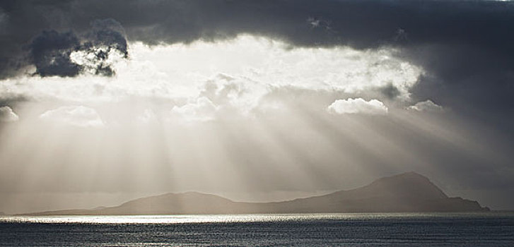 阳光,生动,天空,上方,岛屿,靠近,梅奥县,爱尔兰
