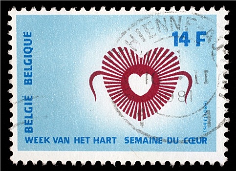 邮票,比利时,星期,心形
