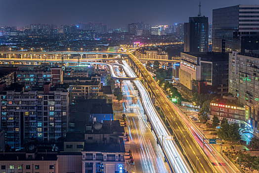 成都青羊区成温立交桥夜景