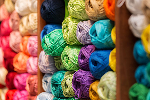 架子,彩色,毛织品,纱线,编织品,店
