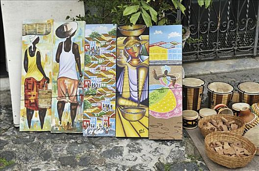 艺术,绘画,街道,销售,萨尔瓦多,世界遗产,巴西,南美