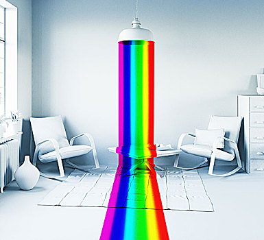 彩虹色,灯,白色,室内,概念