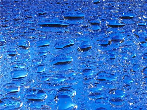 水滴,蓝色,玻璃