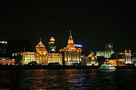 上海外滩夜景·海关大楼·汇丰银行