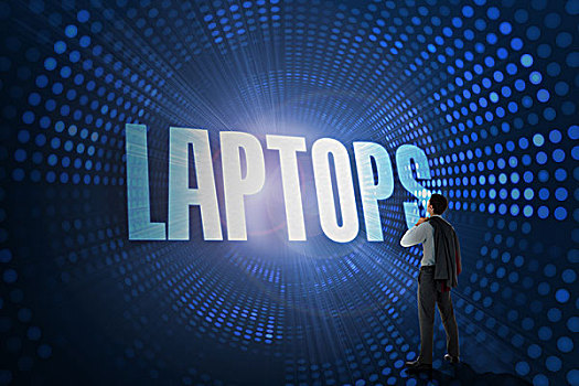 笔记本电脑,未来,圆点,蓝色,黑色背景