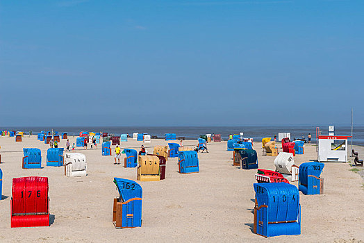 沙滩,沙滩椅,北海,东方,下萨克森,德国,欧洲