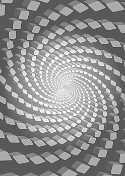 3D灰度漸變立方體組成螺旋狀抽象背景。