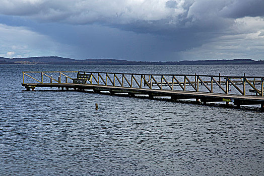 码头,湖,阵雨,上方