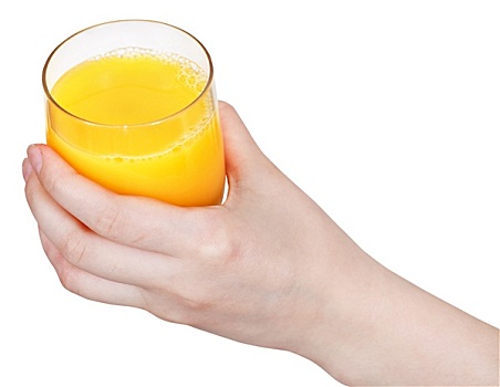 玻璃杯,橙汁,拿着,隔绝