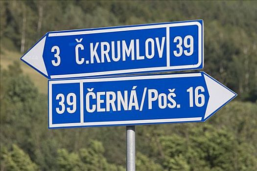 路标,捷克,克鲁姆洛夫,南,波希米亚风格,区域,捷克共和国