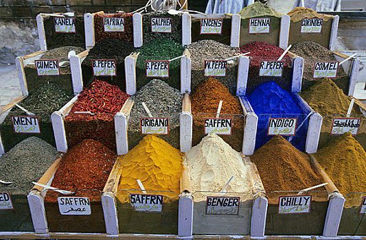 埃及,阿斯旺,集市,彩色,调味品,出售