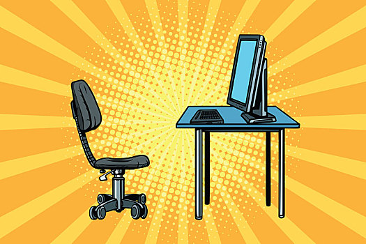 电脑,工作区,椅子
