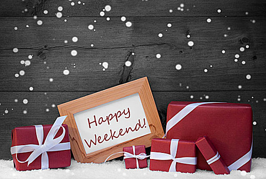 红色,灰色,圣诞装饰,礼物,雪,高兴,周末