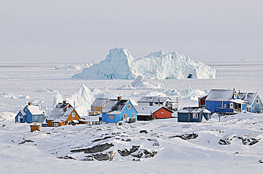 彩色,正面,冰山,迪斯科,岛屿,格陵兰,北极,北美