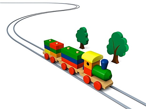 木制玩具,列车,插画