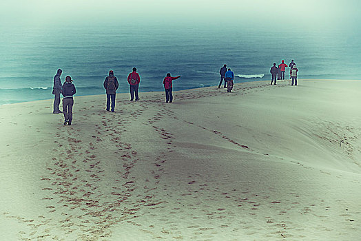 南非,雾,人,冬天,海滩