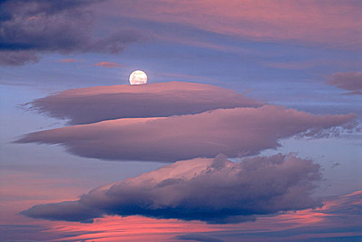 后面,彩色,晚间,云,靠近,瓦纳卡湖,南岛,新西兰