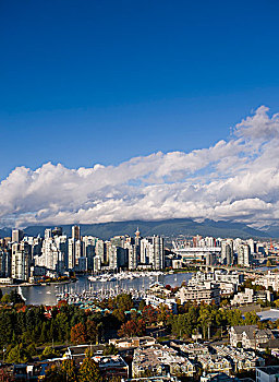 城市天际线,新,伸缩,屋顶,福尔斯湾,温哥华,不列颠哥伦比亚省,加拿大