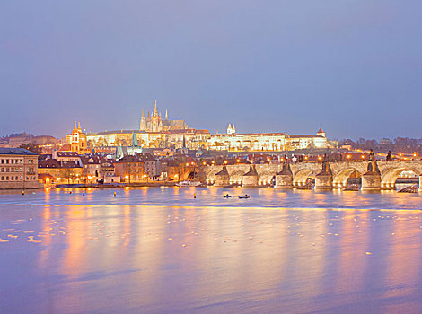 风景,大教堂,查理大桥,黄昏,布拉格,捷克共和国