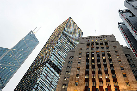 老,中银大厦,现代,摩天大楼,市中心,香港岛,香港,中国,亚洲