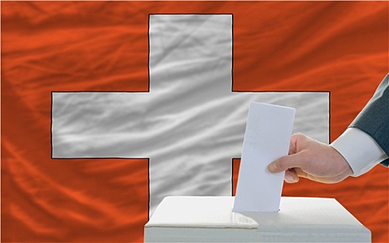 男人,投票,选举,瑞士人,正面,旗帜
