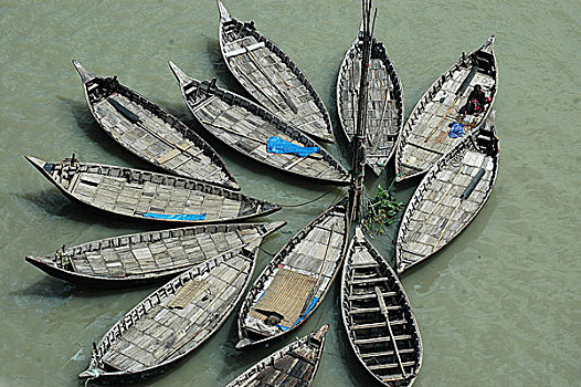 船,河,达卡,孟加拉,八月,2005年