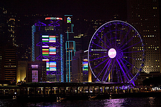 香港维多利亚港夜景摩天轮