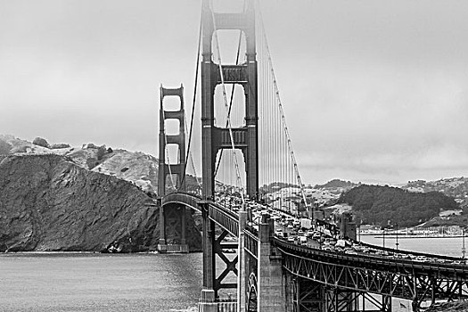 风景,金门大桥,上方,湾,水,山,旧金山,加利福尼亚,美国