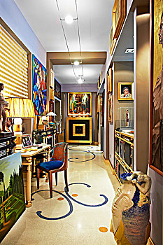画廊,现代,物体,绘画,镀金,家具,走廊