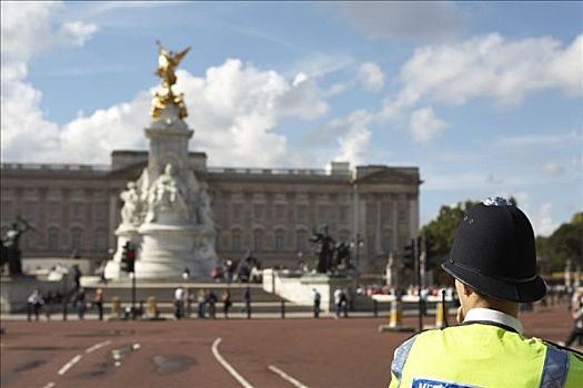 警察,户外,白金汉,宫殿,伦敦,英格兰