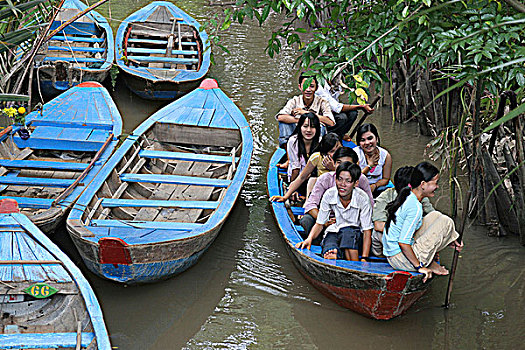 人,船,湄公河,越南