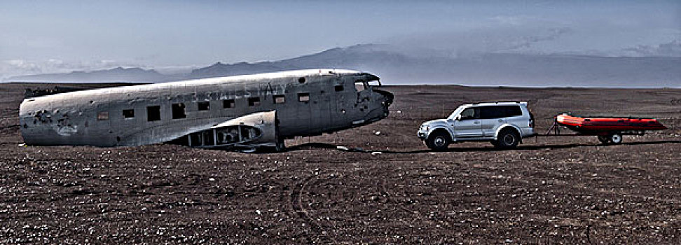 探索,飞机,残骸,冰岛