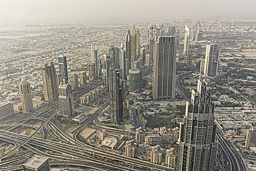 俯拍,朦胧,灰色,城市,迪拜,阿联酋